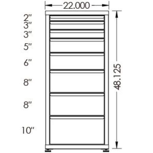 100# Capacity Drawer Cabinet, 2",3",3",5",6",8",8",10" drawers, 49" H x 22" W x 21" D - Image 2