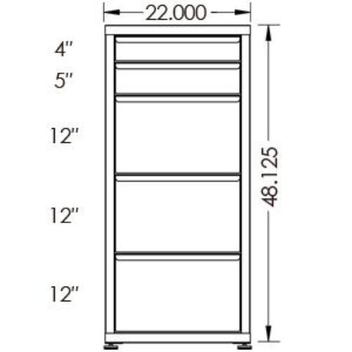 200# Capacity Drawer Cabinet, 4",5",12",12",12" drawers, 49" H x 22" W x 28" D - Image 2