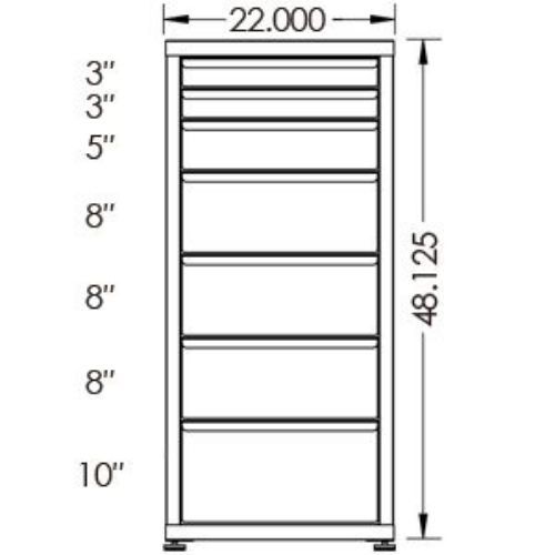 200# Capacity Drawer Cabinet, 3",3",5",8",8",8",10" drawers, 49" H x 22" W x 28" D - Image 2
