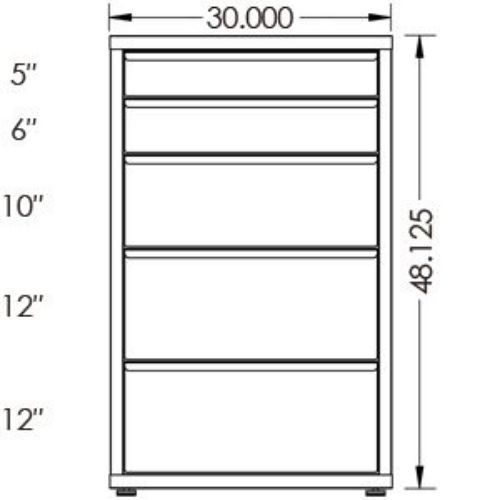 130# Capacity Drawer Cabinet, 5",6",10",12",12" drawers, 49" H x 30" W x 21" D - Image 2