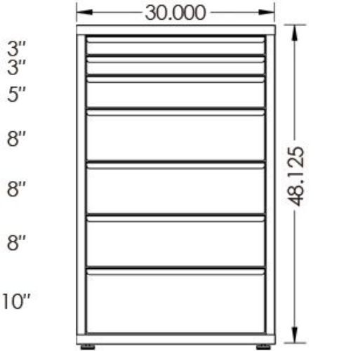 200# Capacity Drawer Cabinet, 3",3",5",8",8",8",10" drawers, 49" H x 30" W x 21" D - Image 2