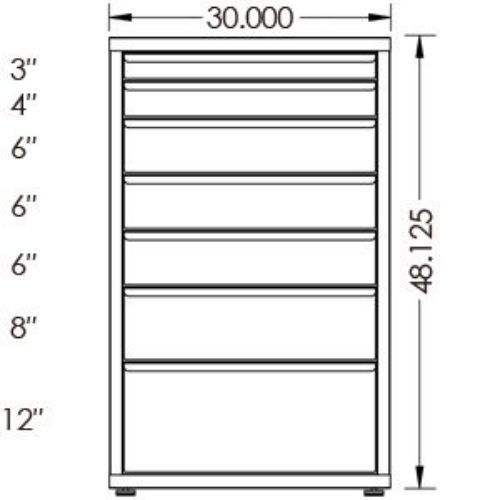 200# Capacity Drawer Cabinet, 3",4",6",6",6",8",12" drawers, 49" H x 30" W x 21" D - Image 2