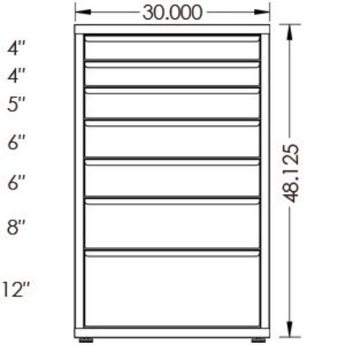 100# Capacity Drawer Cabinet, 4",4",5",6",6",8",12" drawers, 49" H x 30" W x 21" D - Image 2