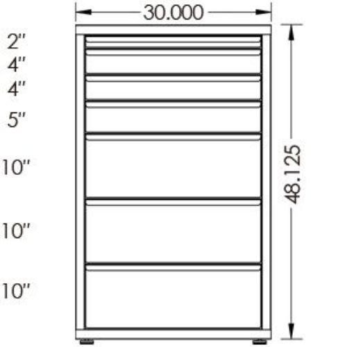 100# Capacity Drawer Cabinet, 2",4",4",5",10",10",10" drawers, 49" H x 30" W x 21" D - Image 2