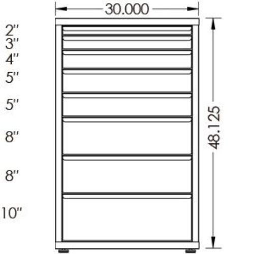 100# Capacity Drawer Cabinet, 2",3",4",5",5",8",8",10" drawers, 49" H x 30" W x 21" D - Image 2