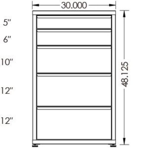 130# Capacity Drawer Cabinet, 5",6",10",12",12" drawers, 49" H x 30" W x 28" D - Image 2