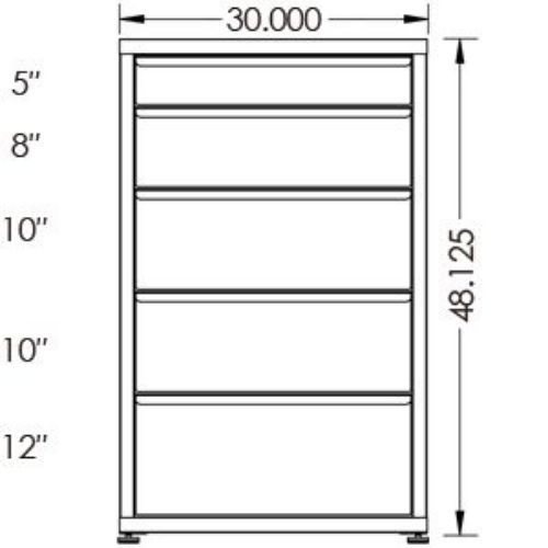 200# Capacity Drawer Cabinet, 5",8",10",10",12" drawers, 49" H x 30" W x 28" D - Image 2