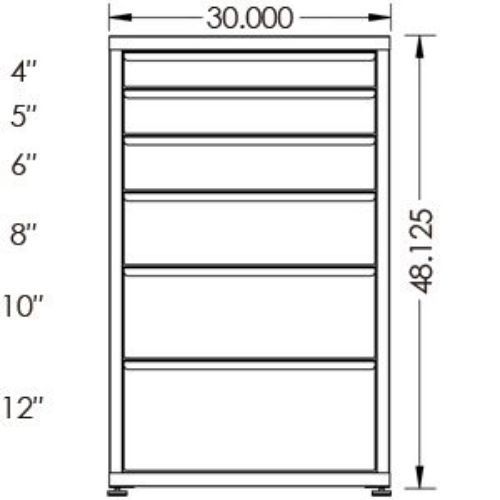 200# Capacity Drawer Cabinet, 4",5",6",8",10",12" drawers, 49" H x 30" W x 28" D - Image 2