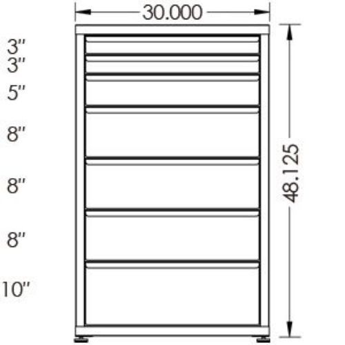 130# Capacity Drawer Cabinet, 3",3",5",8",8",8",10" drawers, 49" H x 30" W x 28" D - Image 2