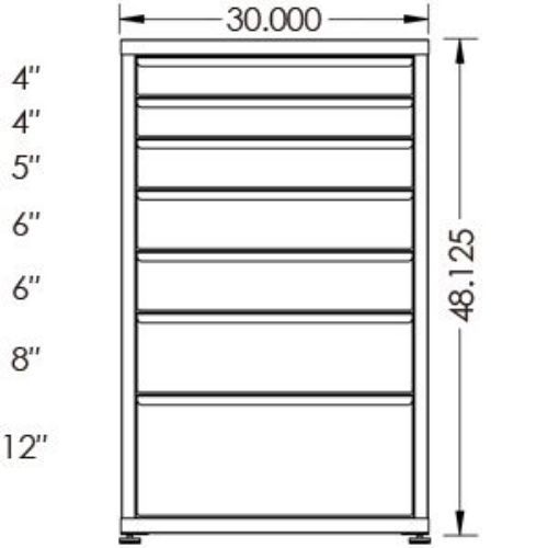 200# Capacity Drawer Cabinet, 4",4",5",6",6",8",12" drawers, 49" H x 30" W x 28" D - Image 2
