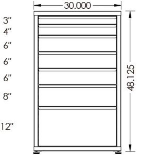 200# Capacity Drawer Cabinet, 3",4",6",6",6",8",12" drawers, 49" H x 30" W x 28" D - Image 2