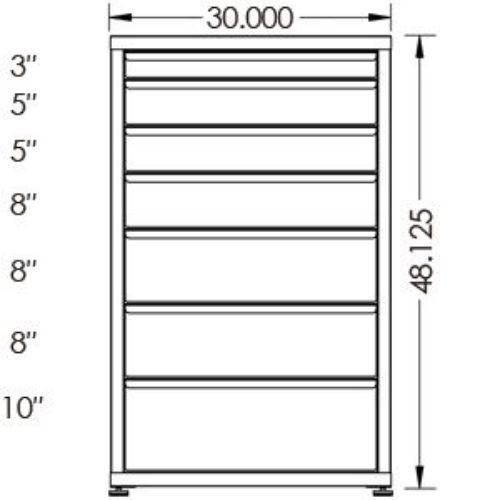 100# Capacity Drawer Cabinet, 3",5",5",6",8",8",10" drawers, 49" H x 30" W x 28" D - Image 2