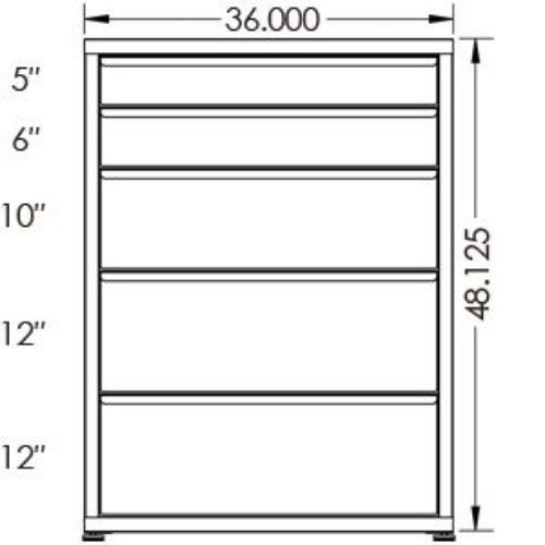 200# Capacity Drawer Cabinet, 5",6",10",12",12" drawers, 49" H x 36" W x 21" D - Image 2