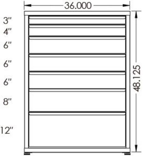 100# Capacity Drawer Cabinet, 3",4",6",6",6",8",12" drawers, 49" H x 36" W x 21" D - Image 2