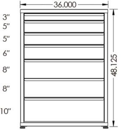 200# Capacity Drawer Cabinet, 3",5",5",6",8",8",10" drawers, 49" H x 36" W x 21" D - Image 2