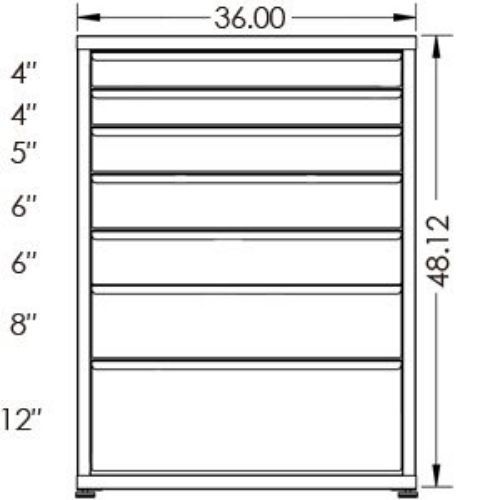 200# Capacity Drawer Cabinet, 4",4",5",6",6",8",12" drawers, 49" H x 36" W x 21" D - Image 2