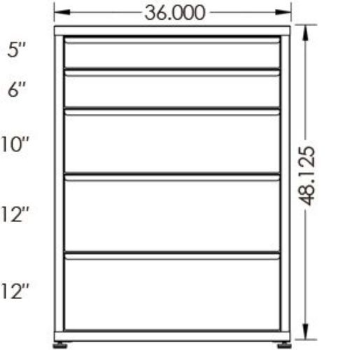 200# Capacity Drawer Cabinet, 5",6",10",12",12" drawers, 49" H x 36" W x 28" D - Image 2