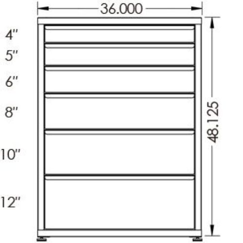 200# Capacity Drawer Cabinet, 4",5",6",8",10",12" drawers, 49" H x 36" W x 28" D - Image 2