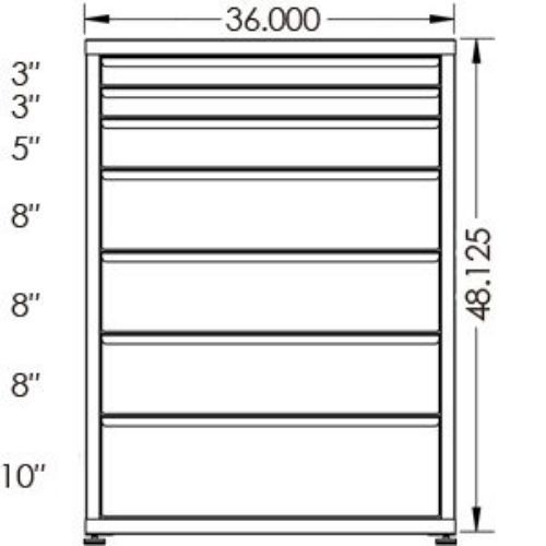 200# Capacity Drawer Cabinet, 3",3",5",8",8",8",10" drawers, 49" H x 36" W x 28" D - Image 2