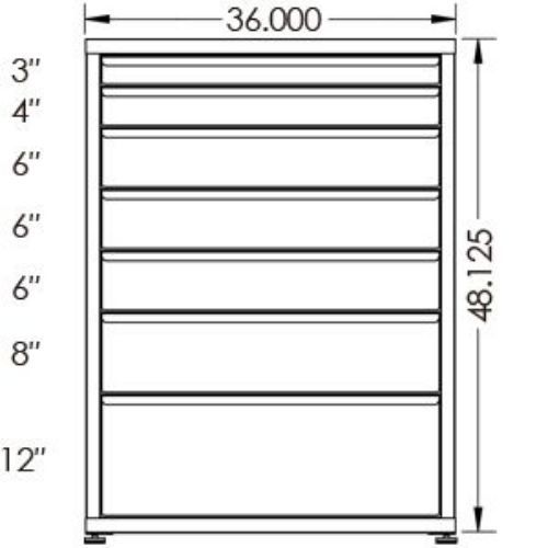 200# Capacity Drawer Cabinet, 3",4",6",6",6",8",12" drawers, 49" H x 36" W x 28" D - Image 2