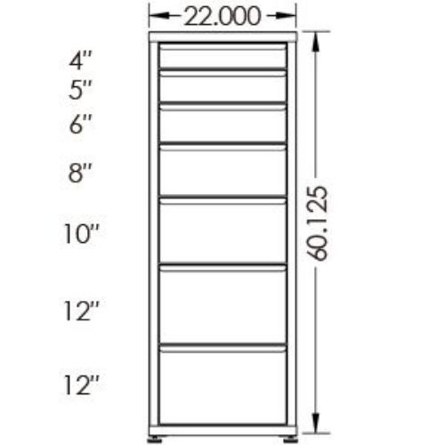 100# Capacity Drawer Cabinet, 4",5",6",8",10",12",12" drawers, 61" H x 22" W x 21" D - Image 2