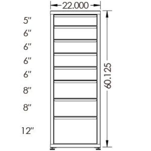 100# Capacity Drawer Cabinet, 5",6",6",6",6",8",8",12" drawers, 61" H x 22" W x 21" D - Image 2