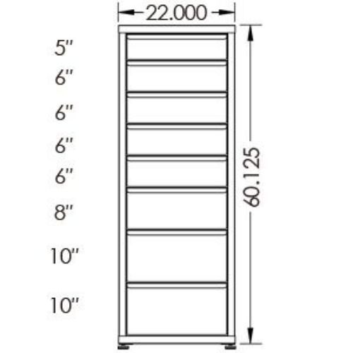 100# Capacity Drawer Cabinet, 5",6",6",6",6",8",10",10" drawers, 61" H x 22" W x 21" D - Image 2