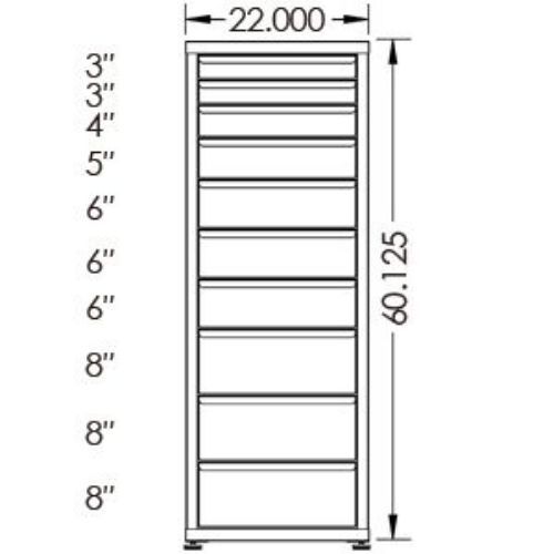 200# Capacity Drawer Cabinet, 3",3",4",5",6",6",6",8",8",8" drawers, 61" H x 22" W x 28" D - Image 2
