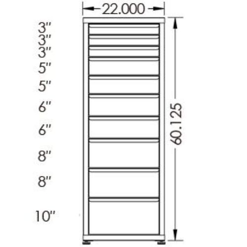 100# Capacity Drawer Cabinet, 3",3",3",5",5",6",6",8",8",10" drawers, 61" H x 22" W x 28" D - Image 2