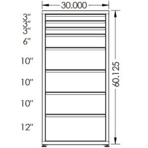 100# Capacity Drawer Cabinet, 3",3",3",6",10",10",10",12" drawers, 61" H x 30" W x 28" D - Image 2