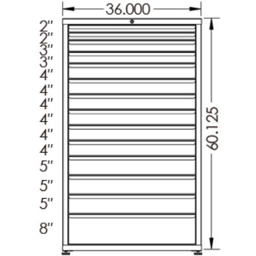 100# Capacity Drawer Cabinet, 2",2",3",3",4",4",4",4",4",4",5",5",5",8" drawers, 61" H x 36" W x 28" D - Image 2