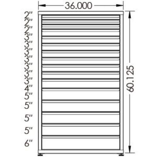 100# Capacity Drawer Cabinet, 2",2",2",3",3",3",3",3",3",3",4",5",5",5",5",6" drawers, 61" H x 36" W x 28" D - Image 2