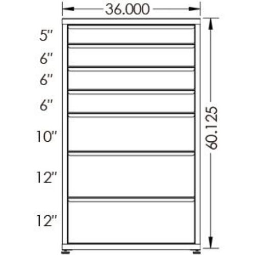 100# Capacity Drawer Cabinet, 5",6",6",6",10",12",12" drawers, 61" H x 36" W x 28" D - Image 2