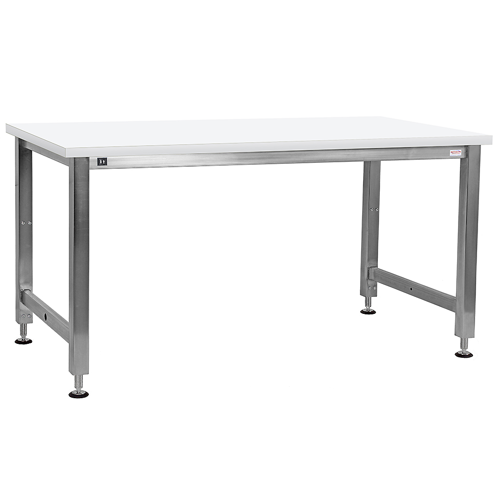 JA1000 Stainless Steel Workbench Electric Hydraulic Lift 12" Stroke with Cleanroom Laminate Top, Square Cut Edge