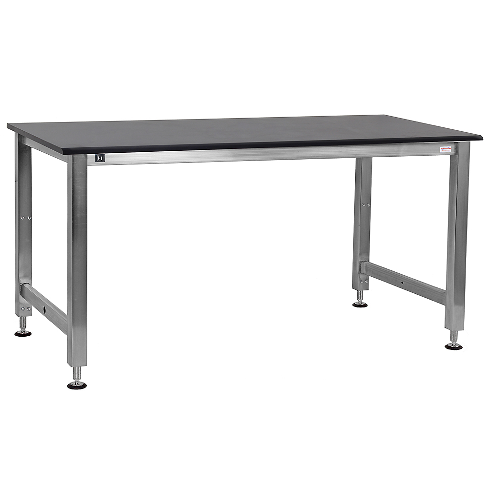 JA1000 Stainless Steel Workbench Electric Hydraulic Lift 16" Stroke with Phenolic Resin 3/4" Thick Top, Round Front Edge