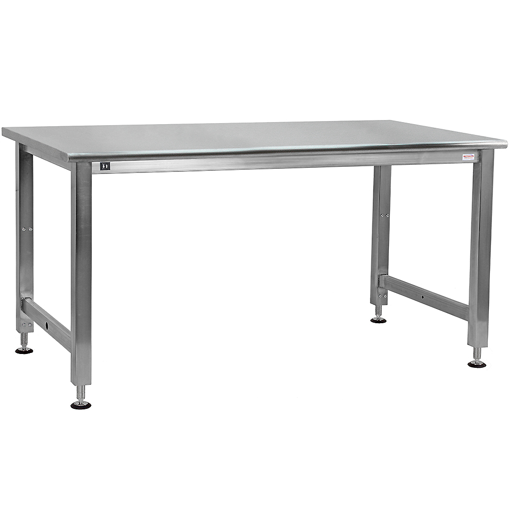 JA1000 Stainless Steel Workbench Electric Hydraulic Lift 12" Stroke with Stainless Steel Top, Round Front Edge