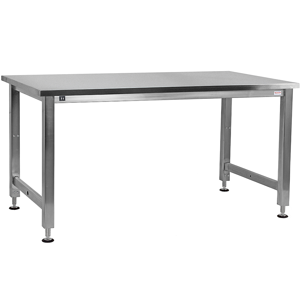 JA1000 Stainless Steel Workbench Electric Hydraulic Lift 16" Stroke with Stainless Steel Top, Square Cut Edge