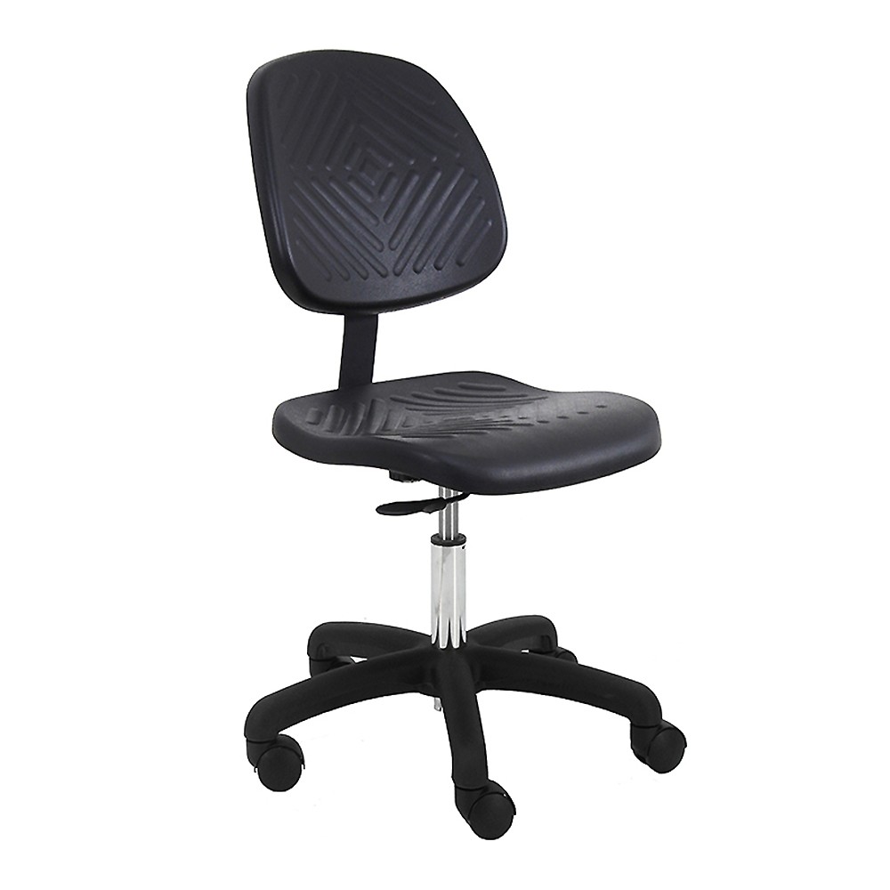 Premium Industrial Task Desk Height Chair, Black Urethane