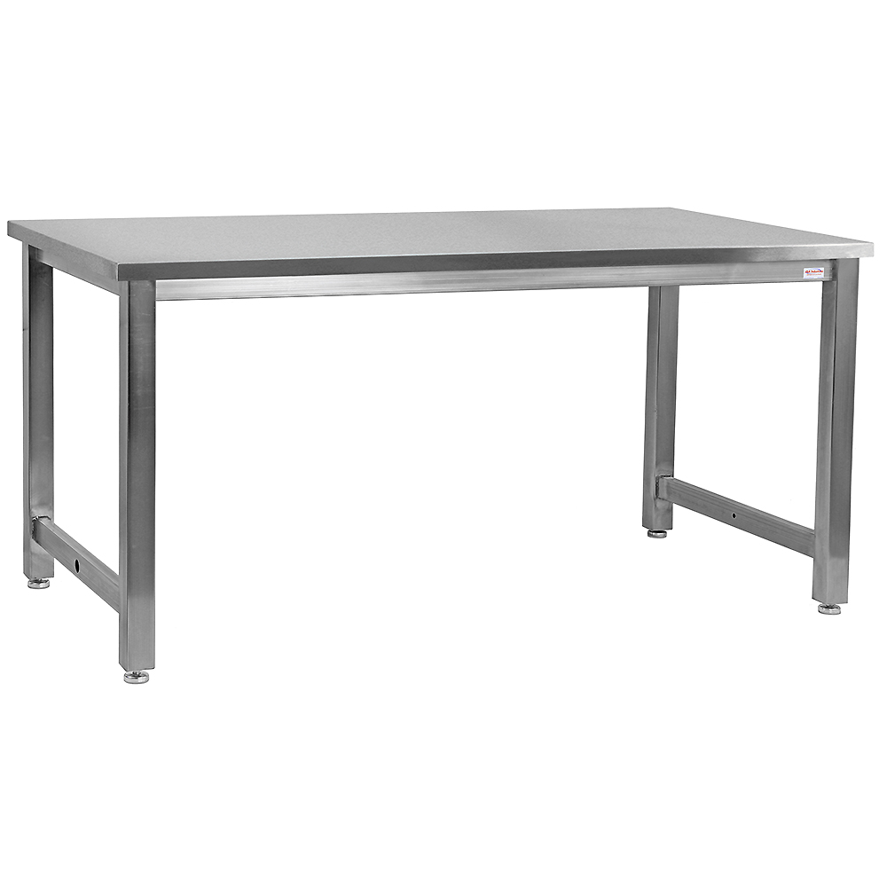 JA6000 Stainless Steel Workbench with Stainless Steel Work Surface, Square Cut Edge