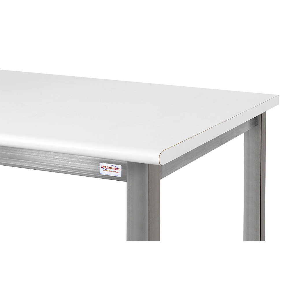 JA1000 Stainless Steel Workbench Manual Hydraulic Lift 12" Stroke with Cleanroom Laminate Top, Round Front Edge - Image 2