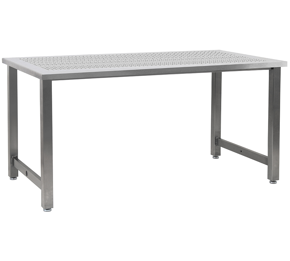 JA6000 Stainless Steel Workbench with 1/2" Round Pattern Perforated Stainless Steel Top, Square Cut Edge