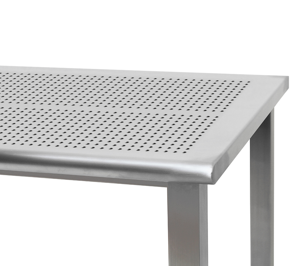 JA6000 Stainless Steel Workbench with 1/2" Round Pattern Perforated Stainless Steel Top, Round Front Edge - Image 2