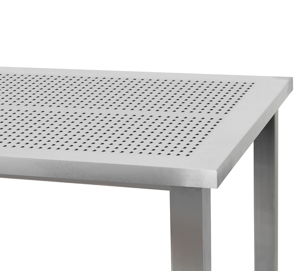 JA6000 Stainless Steel Workbench with 1/2" Round Pattern Perforated Stainless Steel Top, Square Cut Edge - Image 2