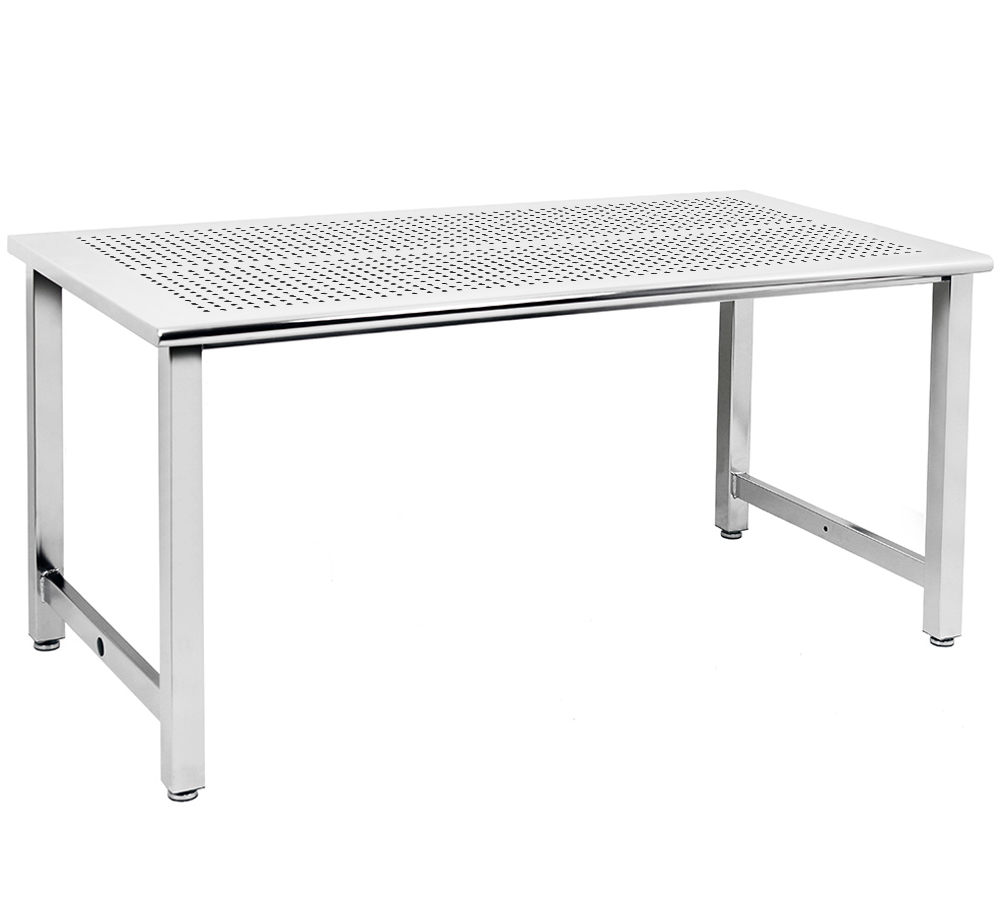 JA6000 Workbench Electropolished 1/2" Perforated Stainless Steel Top, Round Front Edge