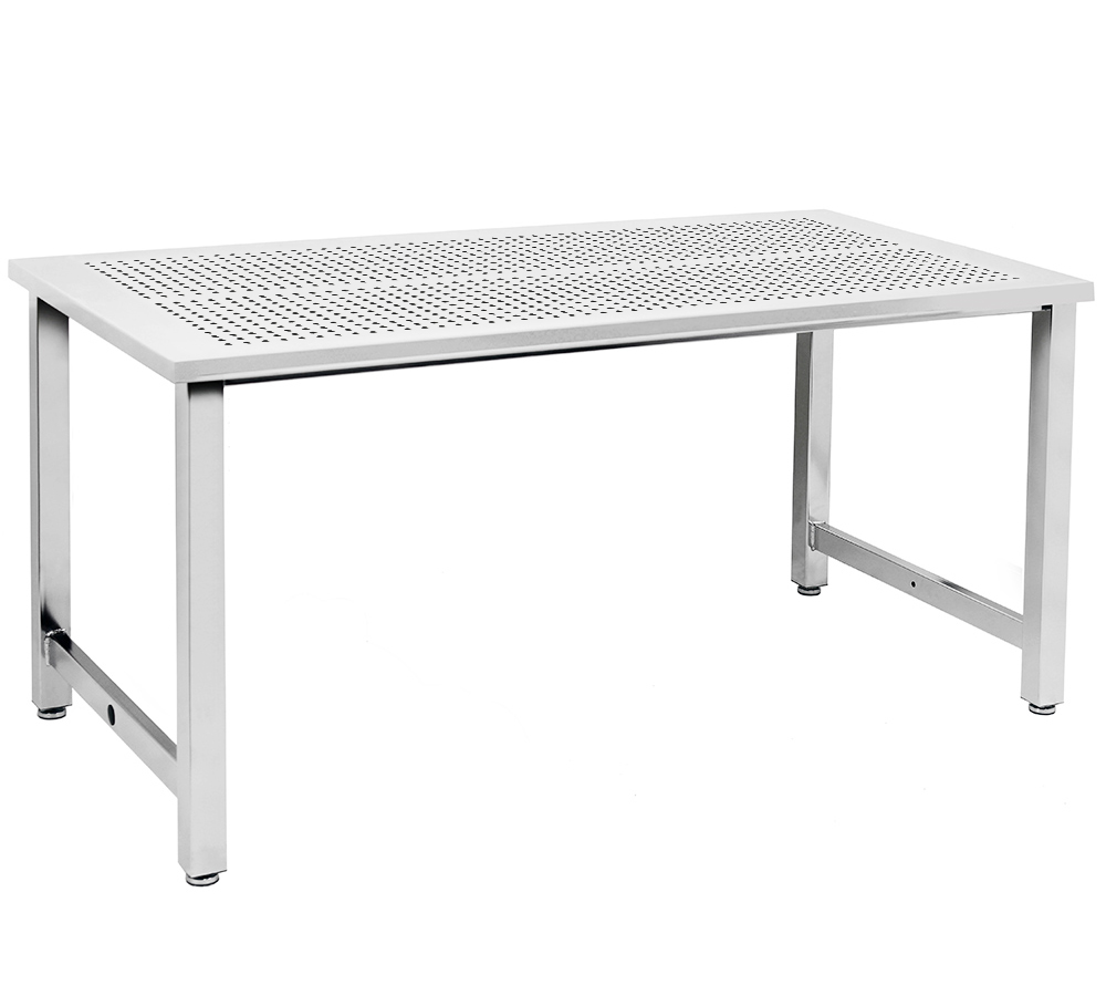 JA6000 Workbench Electropolished 1/2" Perforated Stainless Steel Top, Square Cut Edge