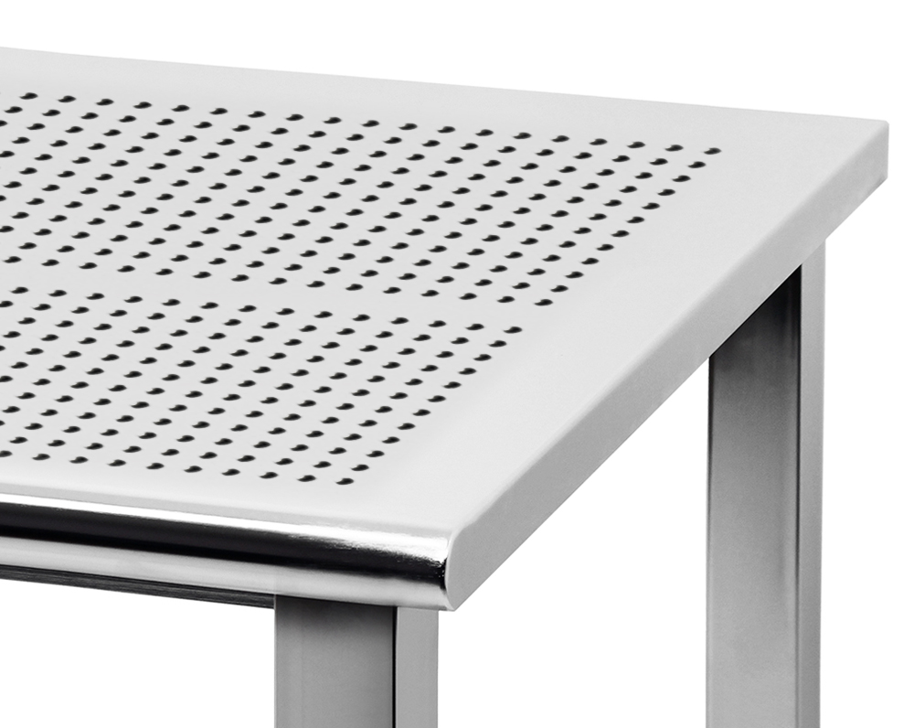 JA6000 Workbench Electropolished 1/2" Perforated Stainless Steel Top, Round Front Edge - Image 2