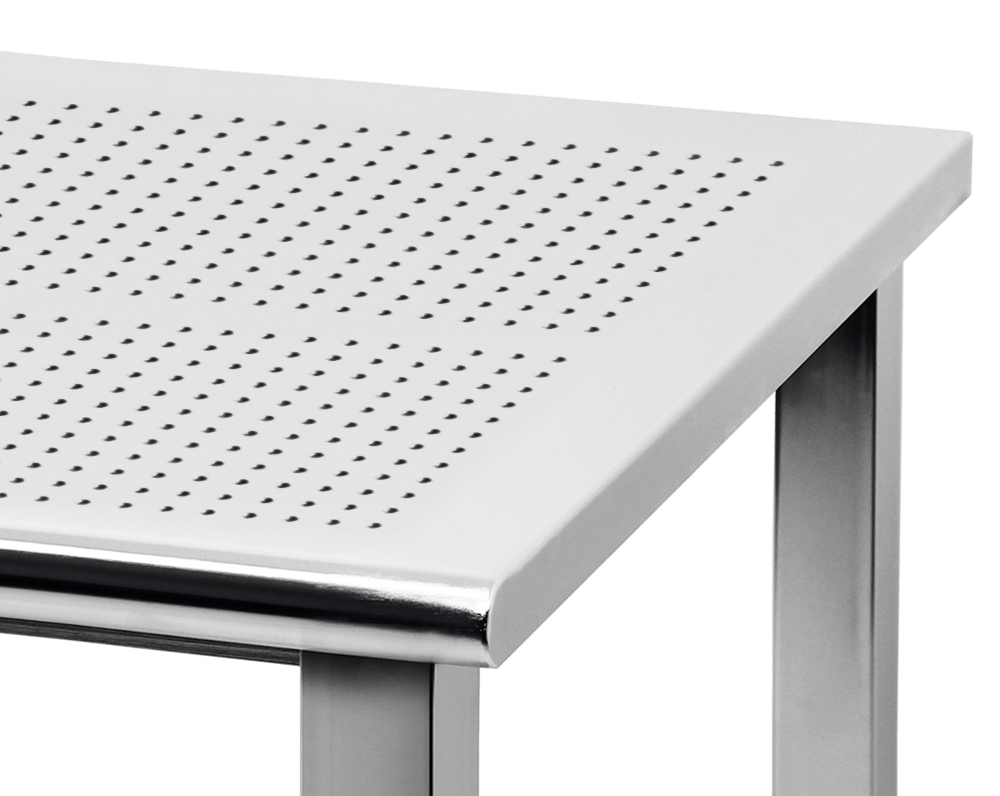 JA6000 Workbench Electropolished 3/8" Perforated Stainless Steel Top, Round Front Edge - Image 2