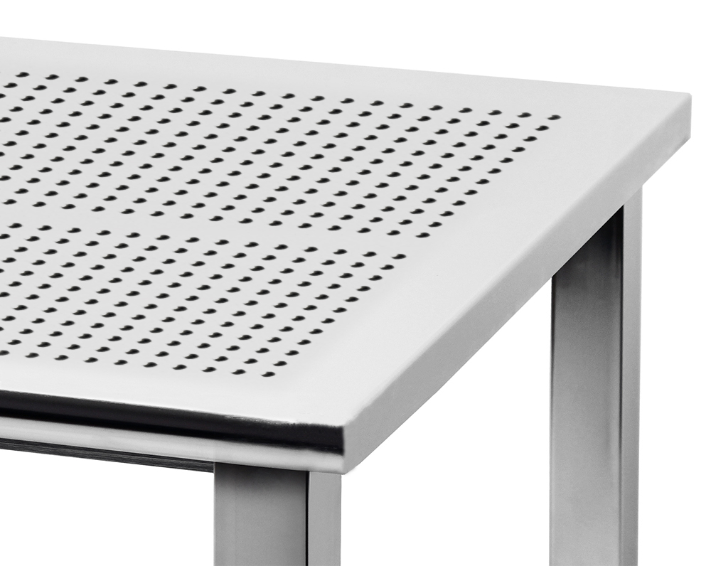 JA6000 Workbench Electropolished 1/2" Perforated Stainless Steel Top, Square Cut Edge - Image 2