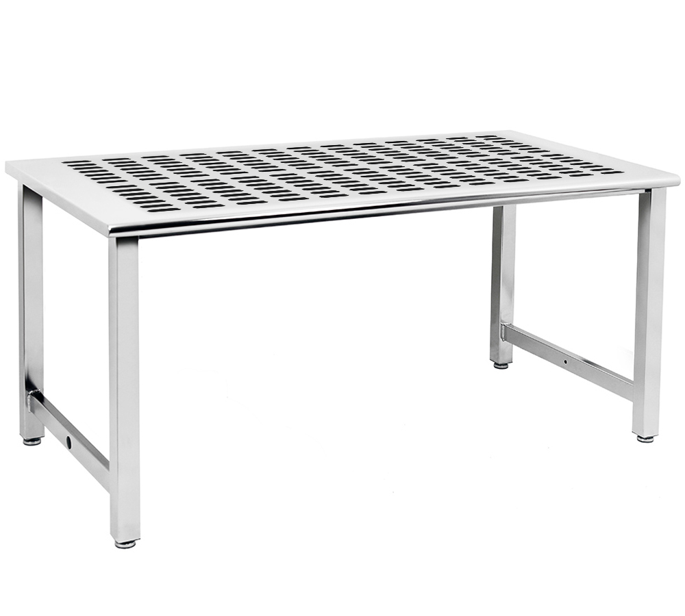 JA6000 Workbench Electropolished 1" Slotted Pattern Perforated Stainless Steel Top, Round Front Edge
