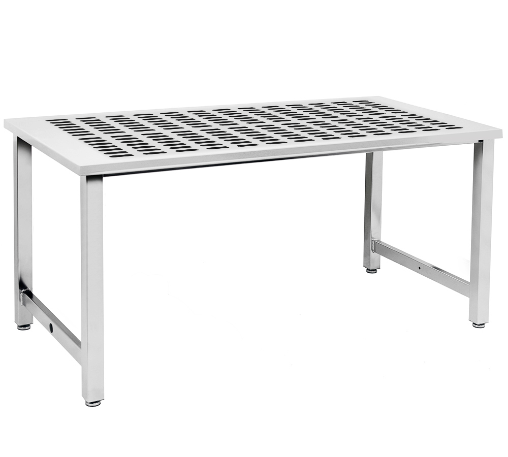 JA6000 Workbench Electropolished 1" Slotted Pattern Perforated Stainless Steel Top, Square Cut Edge